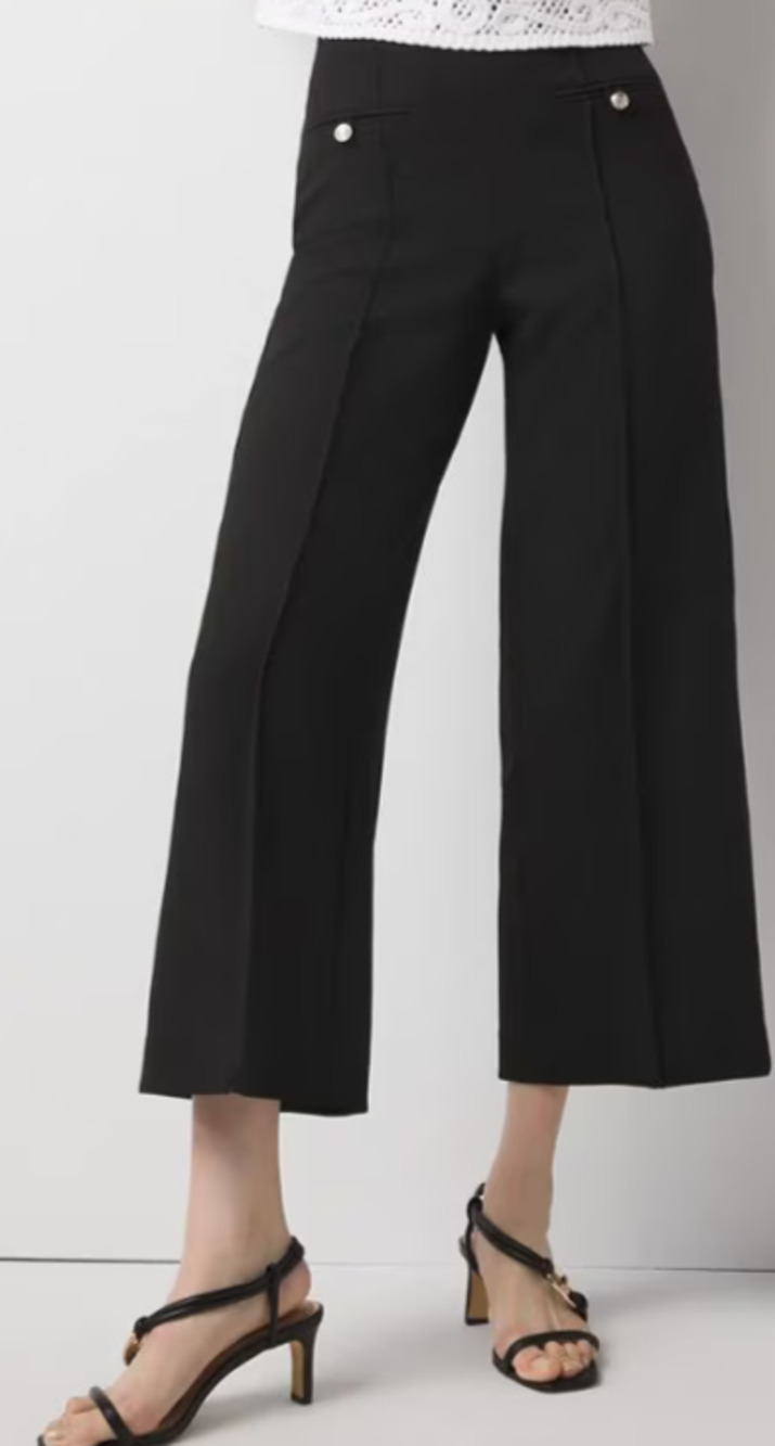 White House Black Market Cropped Wide Leg Black Pants Size 4 NEW MSRP $110